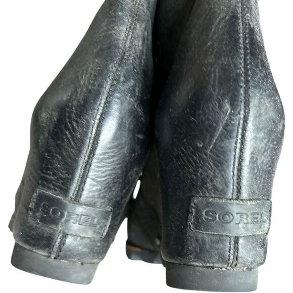 Sorel Joan of Arctic II Wedge Boots Size 9.5 Black Booties Elevated Grunge - Picture 5 of 9